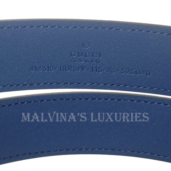 GUCCI BELT 414516 GG LOGO SUPREME MONOGRAM BLUE MARMONT BUCKLE UNISEX 115 / 46 - Picture 13 of 16